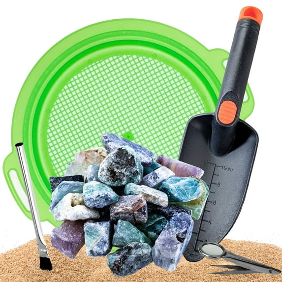 ASR Outdoor 1lb China Tumbled Mix Genuine Gemstone Gold Panning Kit, 5pc