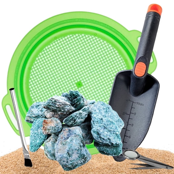 ASR Outdoor 1lb Rough Fuchsite Genuine Gemstone Gold Panning Kit, 5pc