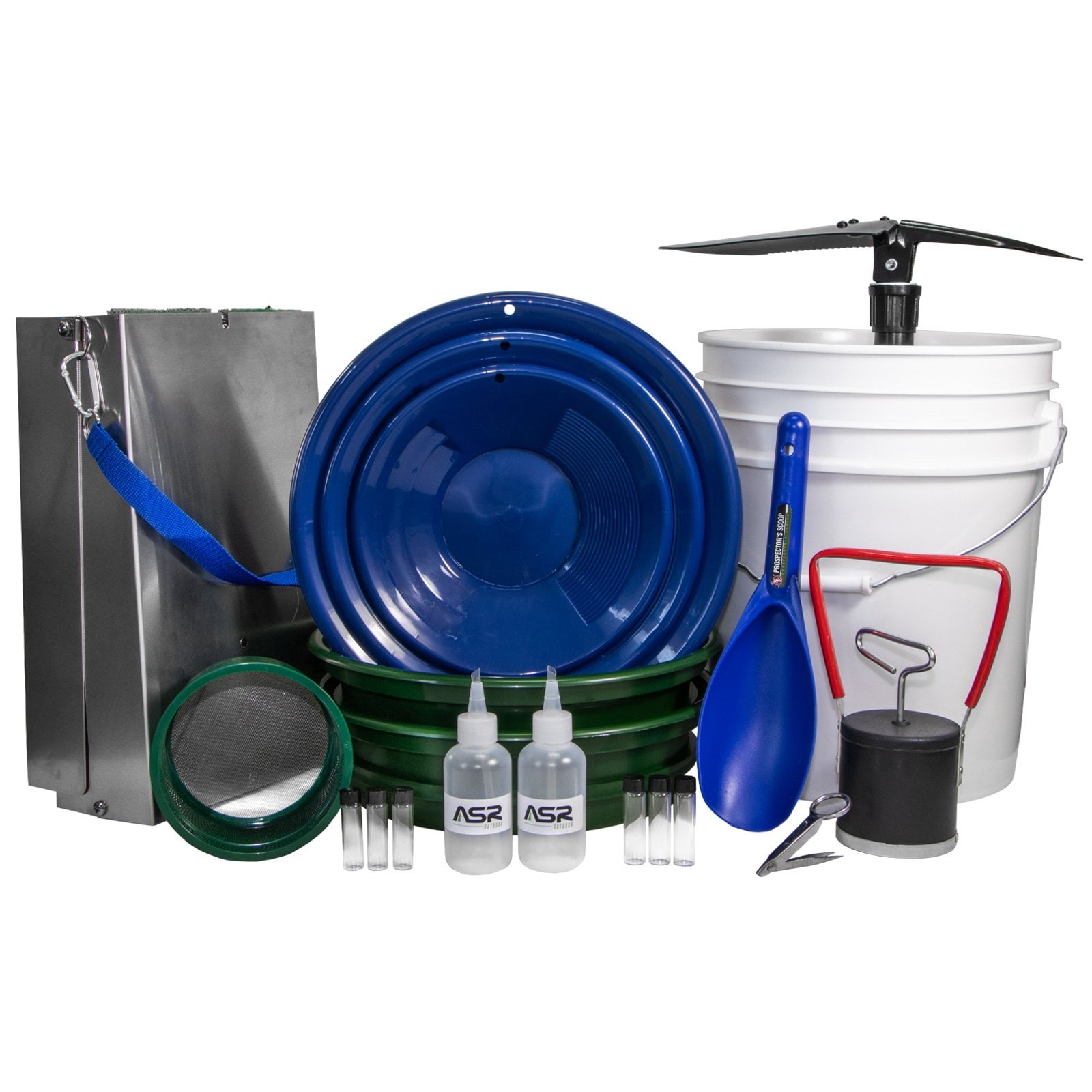 ASR Outdoor 20pc Blue Complete 5L Bucket Gold Panning Kit with Folding ...