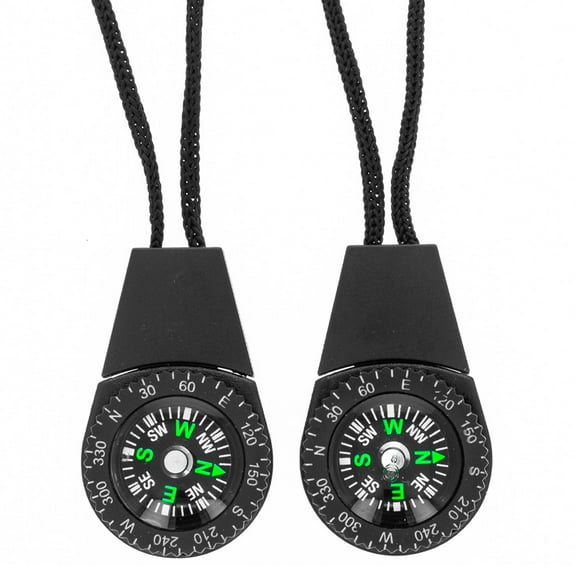 ASR Outdoor 2pk Black Zipper Pull Mini Pocket Compass Survival Gear Prepper Supplies