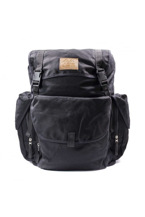 30L Heavy Stitch Gold Panning Backpack Camping Canvas Rucksack, Black