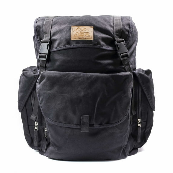 ASR Outdoor 30L Heavy Stitch Gold Panning Backpack Camping Canvas Rucksack, Black