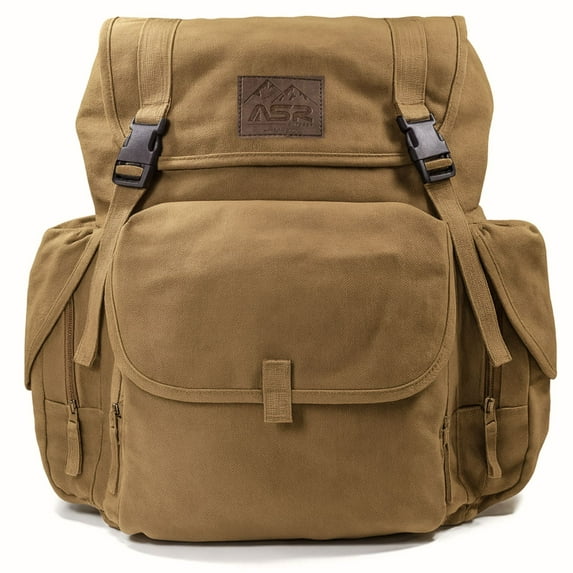 ASR Outdoor 30L Heavy Stitch Gold Panning Backpack Camping Canvas Rucksack, Khaki