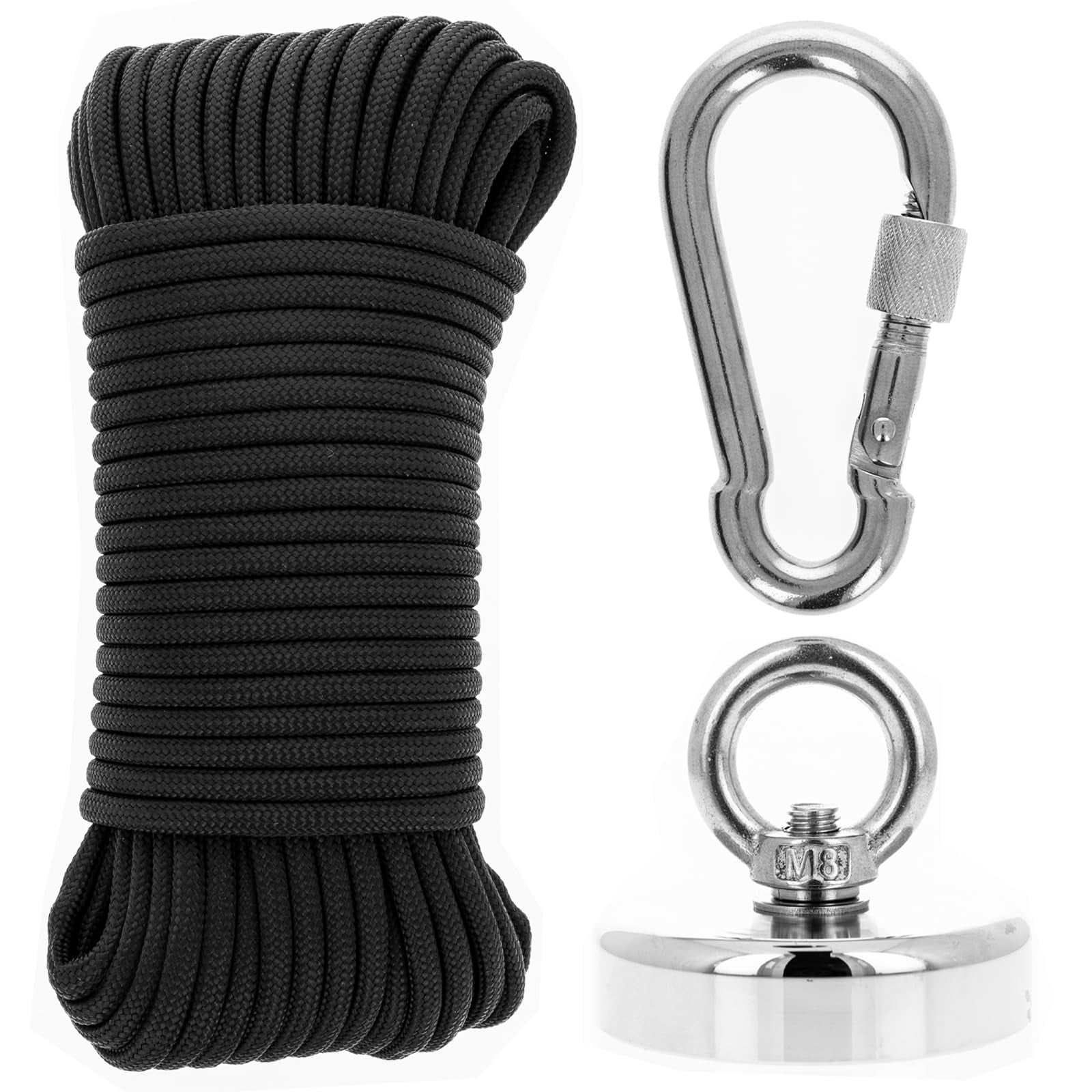 ASR Outdoor 3pc 400lb Neodymium Magnet Fishing Kit with 550 Paracord Magnetic Retrieval Tool Treasure Hunting