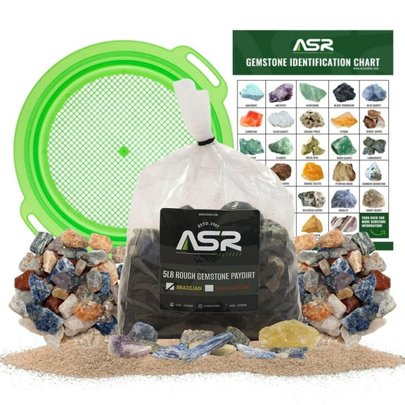 ASR Outdoor 5lb Gemstone Mining Kit Geology Paydirt Classifier and ID Chart