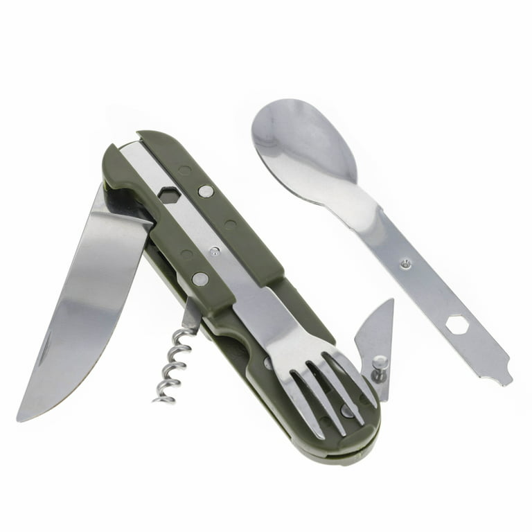 Steel Folding Fork Cookware Outdoor Camp Tableware Spoon Portable Knife  Cutlery