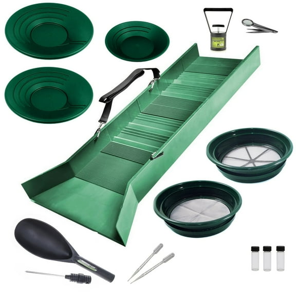 ASR Outdoor Deluxe Sluice Box Gold Prospecting Kit Classifier Pan 16pc