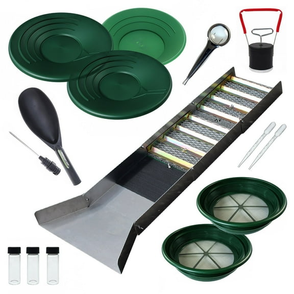 ASR Outdoor Deluxe Sluice Box Gold Prospecting Kit Classifier Pan 16pc
