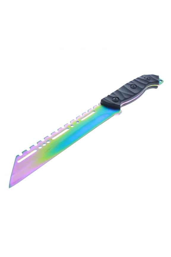 Full Tang Hunting Knife ABS Handle Fixed Blade Rainbow Design