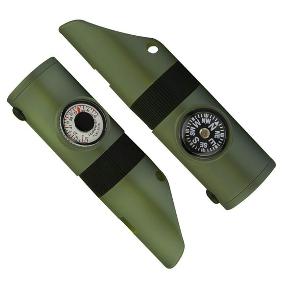 ASR Outdoor Kids Survival 7 in 1 Multitool with Whistle Compass LED Flashlight, Green