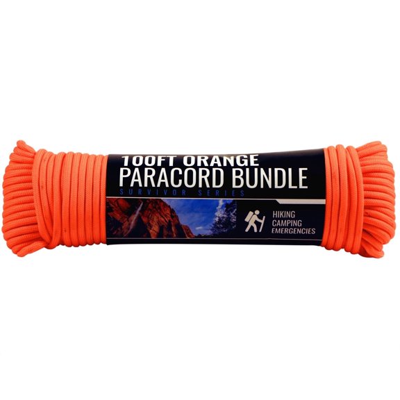 ASR Outdoor Survival Paracord Rope Orange - 100ft