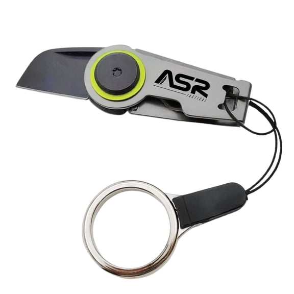 ASR Tactical 2.62 Inch Large Zipper Stainless Steel Folding Pocket Knife EDC Gear Survival Tools, Titanium Grey