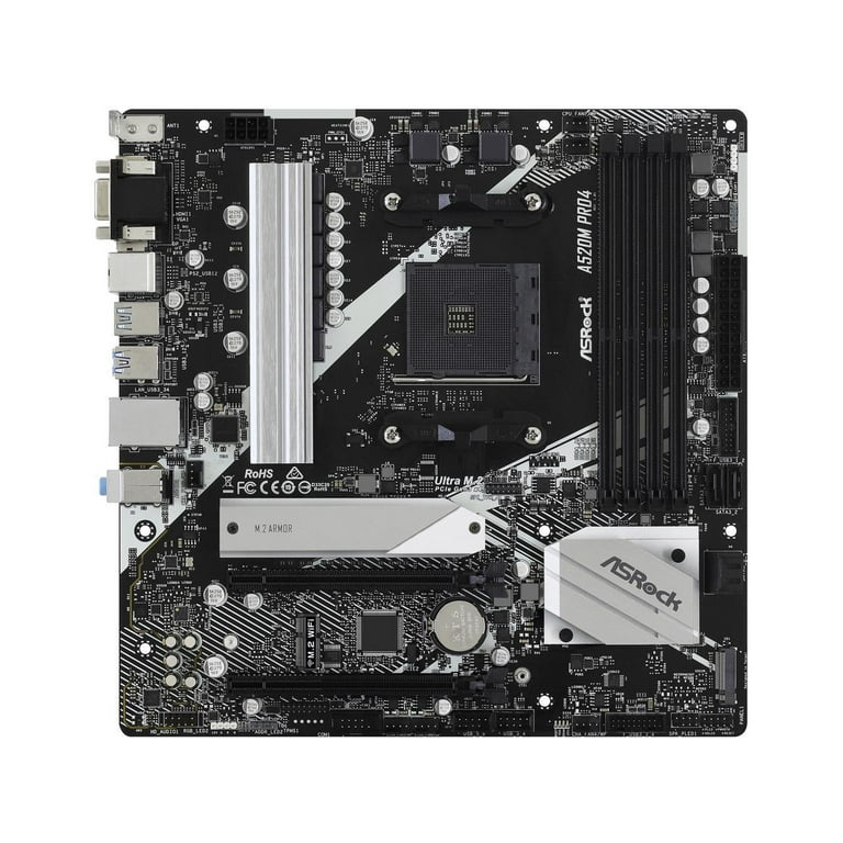 ASRock A520M PRO4 AM4 AMD A520 SATA 6Gb s Micro ATX AMD