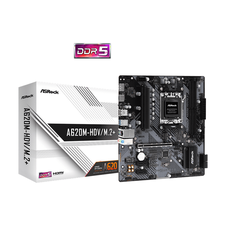ASRock A620M-HDV/M.2+ AM5 Micro ATX Motherboard, HDMI, DisplayPort