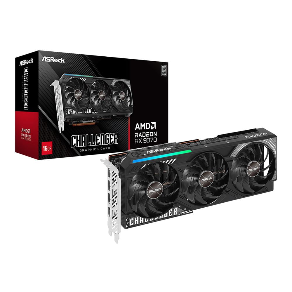 ASRock AMD Radeon RX 9070 Challenger Triple Fan 16GB GDDR6 PCIe 5.0 Graphics Card