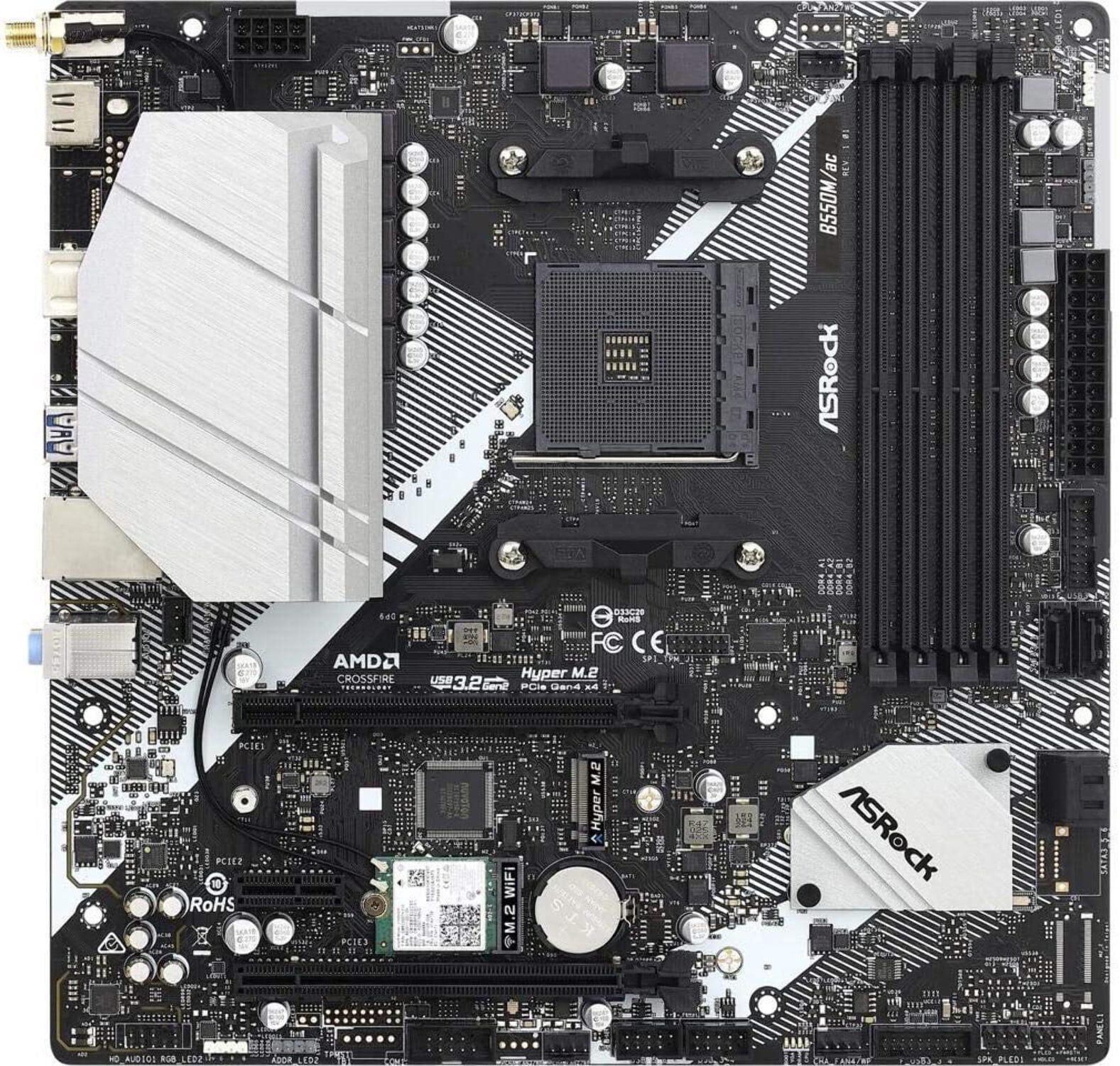 ASRock B550M/AC AM4 AMD B550 SATA 6Gb/s Micro ATX AMD