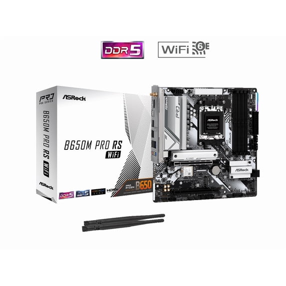 ASRock B650M Pro RS WiFi AM5 AMD B650 SATA 6Gb/s Micro ATX Motherboard