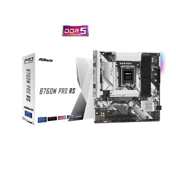 ASRock B760M PRO RS LGA 1700 Intel B760 SATA 6Gb/s Micro ATX Motherboard