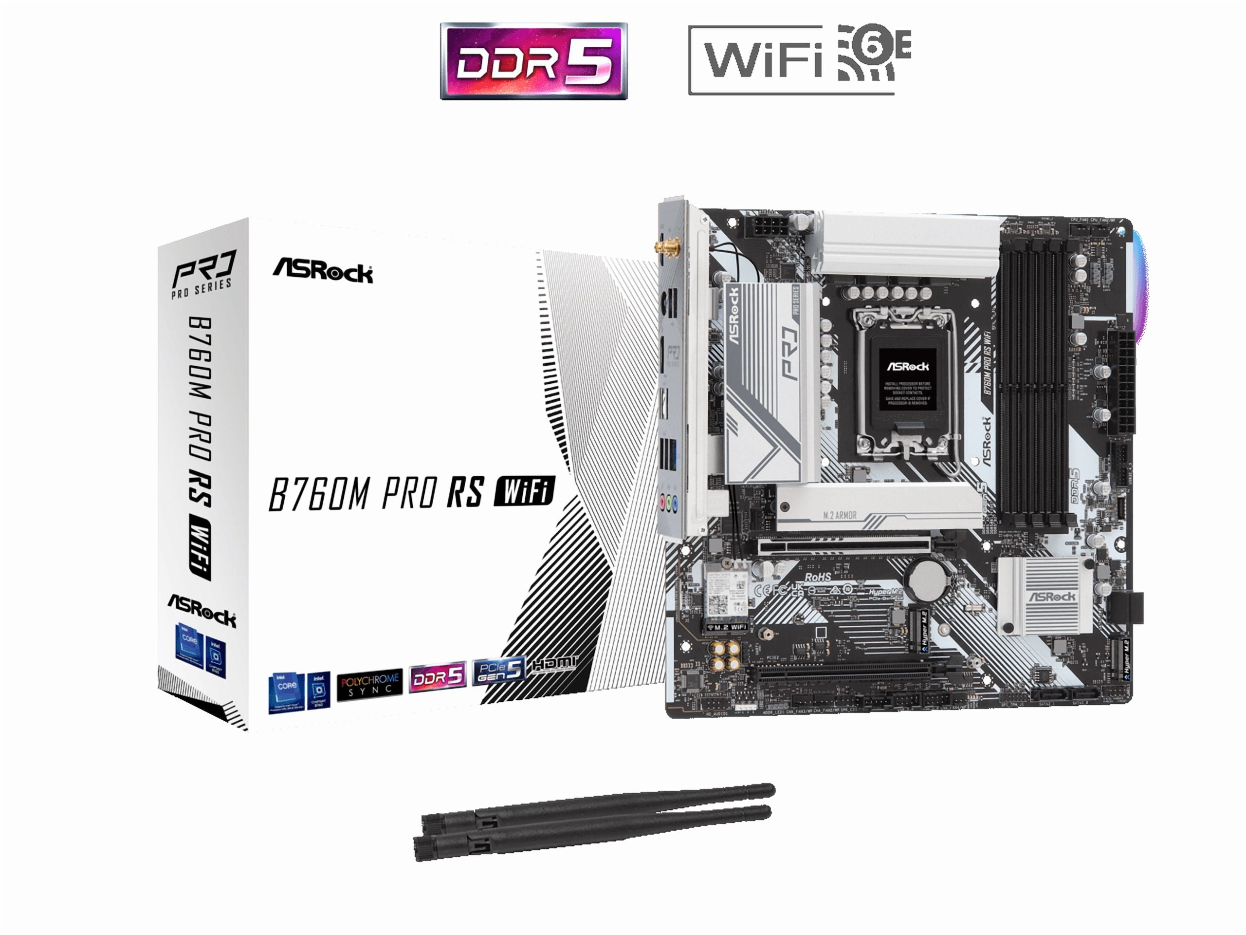 ASRock B760M PRO RS WiFi LGA 1700 Intel B760 Micro ATX Motherboard