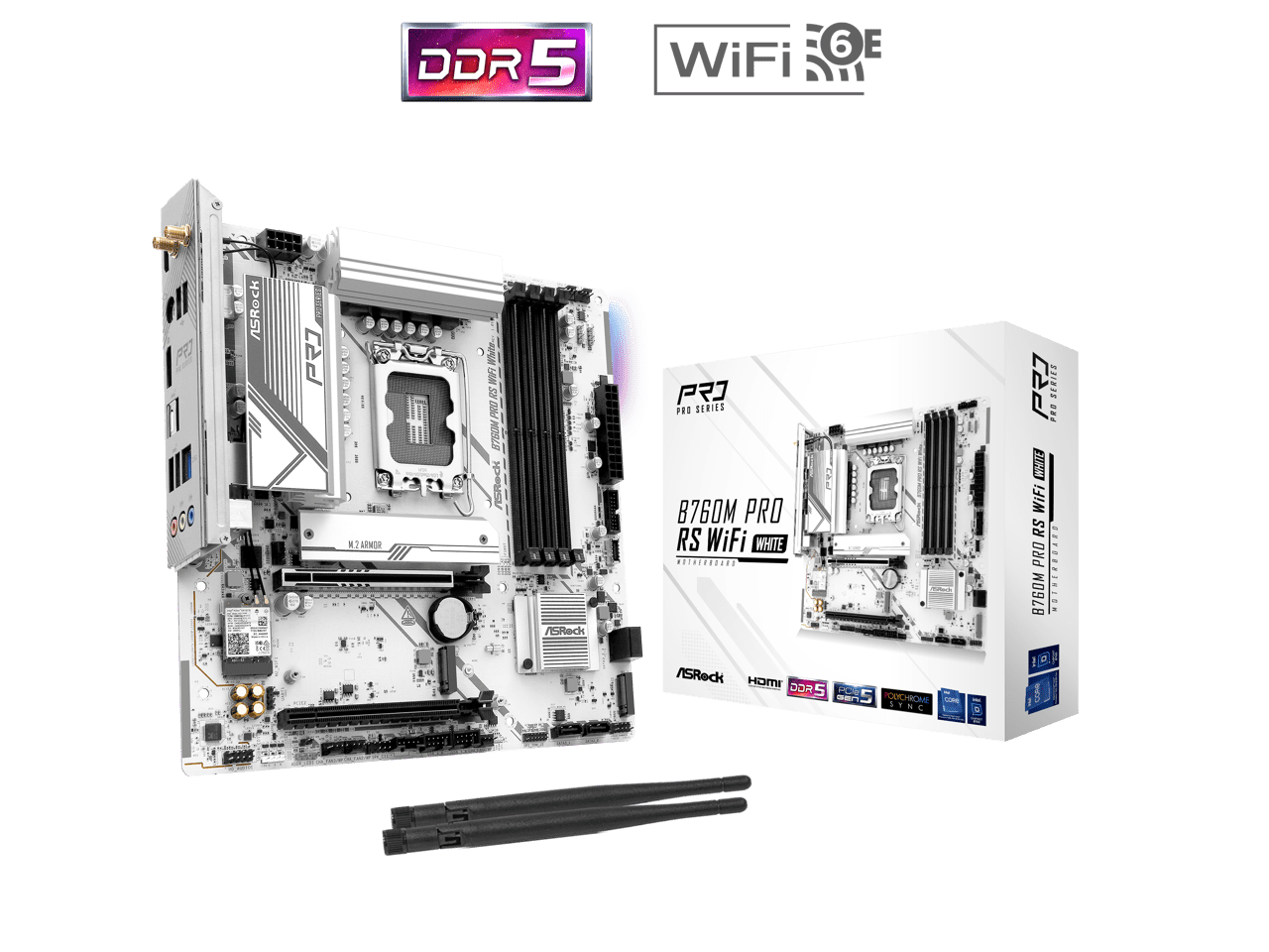 ASRock B760M Pro RS WiFi White LGA 1700 Intel B760 SATA 6Gb