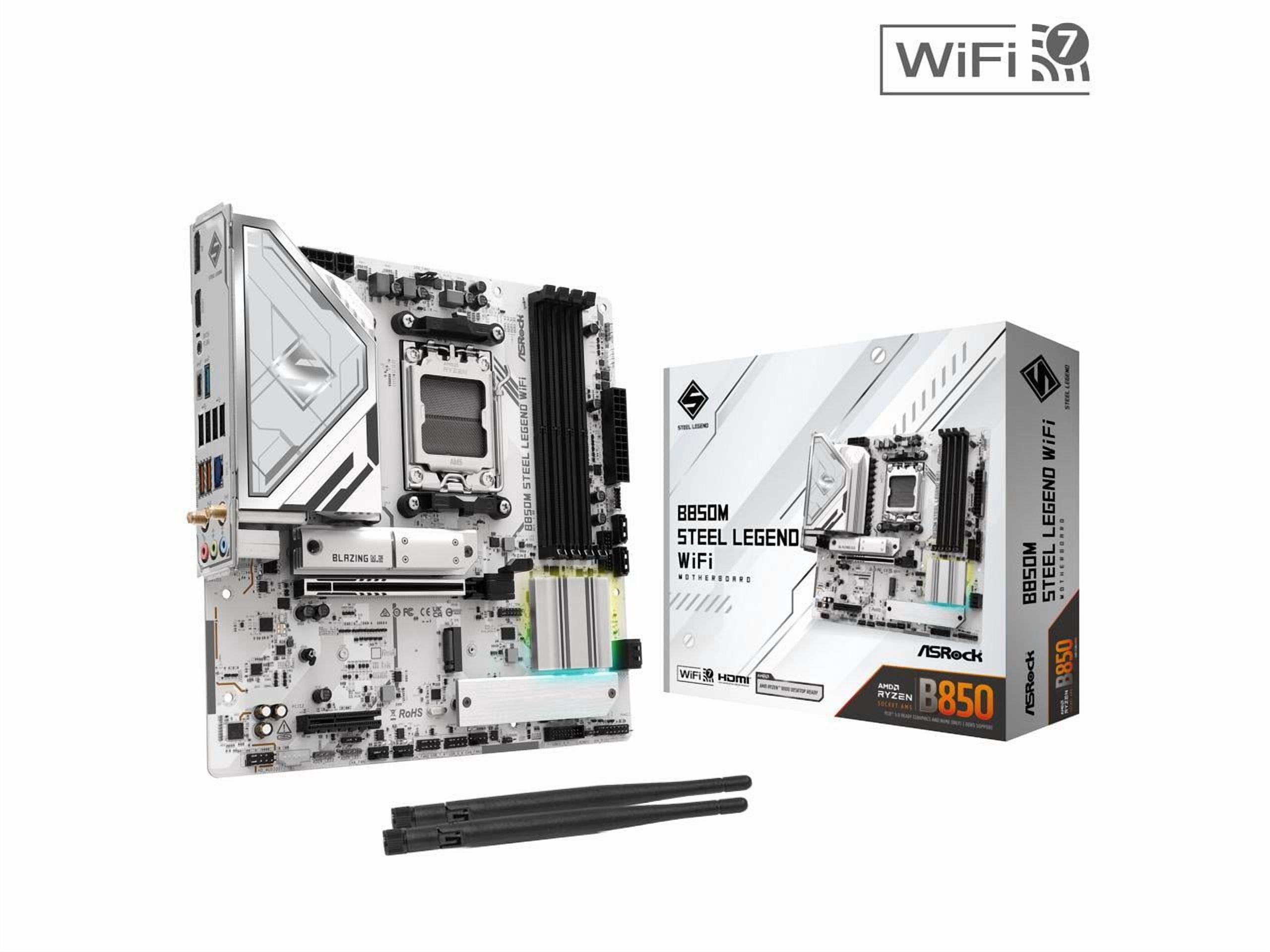 ASRock B850M STEEL LEGEND WIFI AM5 AMD B850 SATA 6Gb/s Micro ATX Motherboard