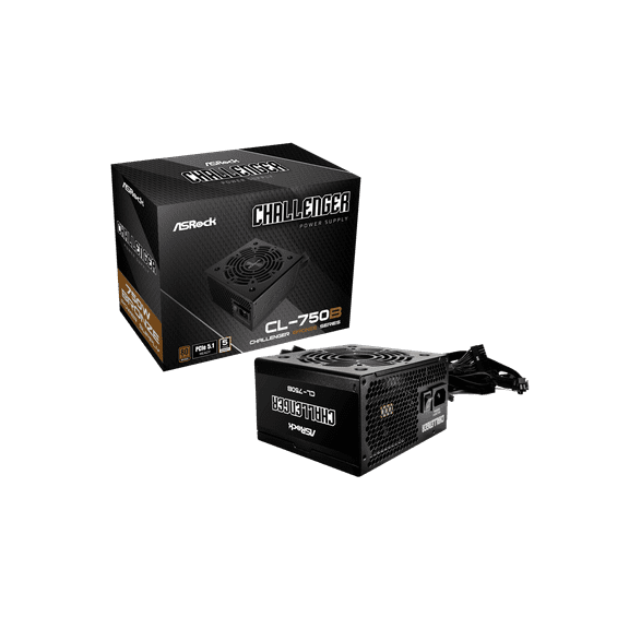 ASRock Challenger CL-750B 750W 80 PLUS BRONZE Certified Non-Modular Power Supply, PCIe5.1 Ready with Dual Color 12V-2x6 Cable, 5 Years Warranty