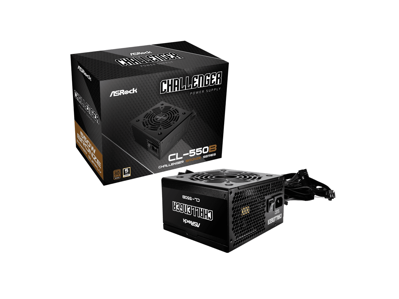 ASRock Challenger CL-550B 550W 80 PLUS BRONZE Certified Non-Modular Power Supply, 5 Years Warranty