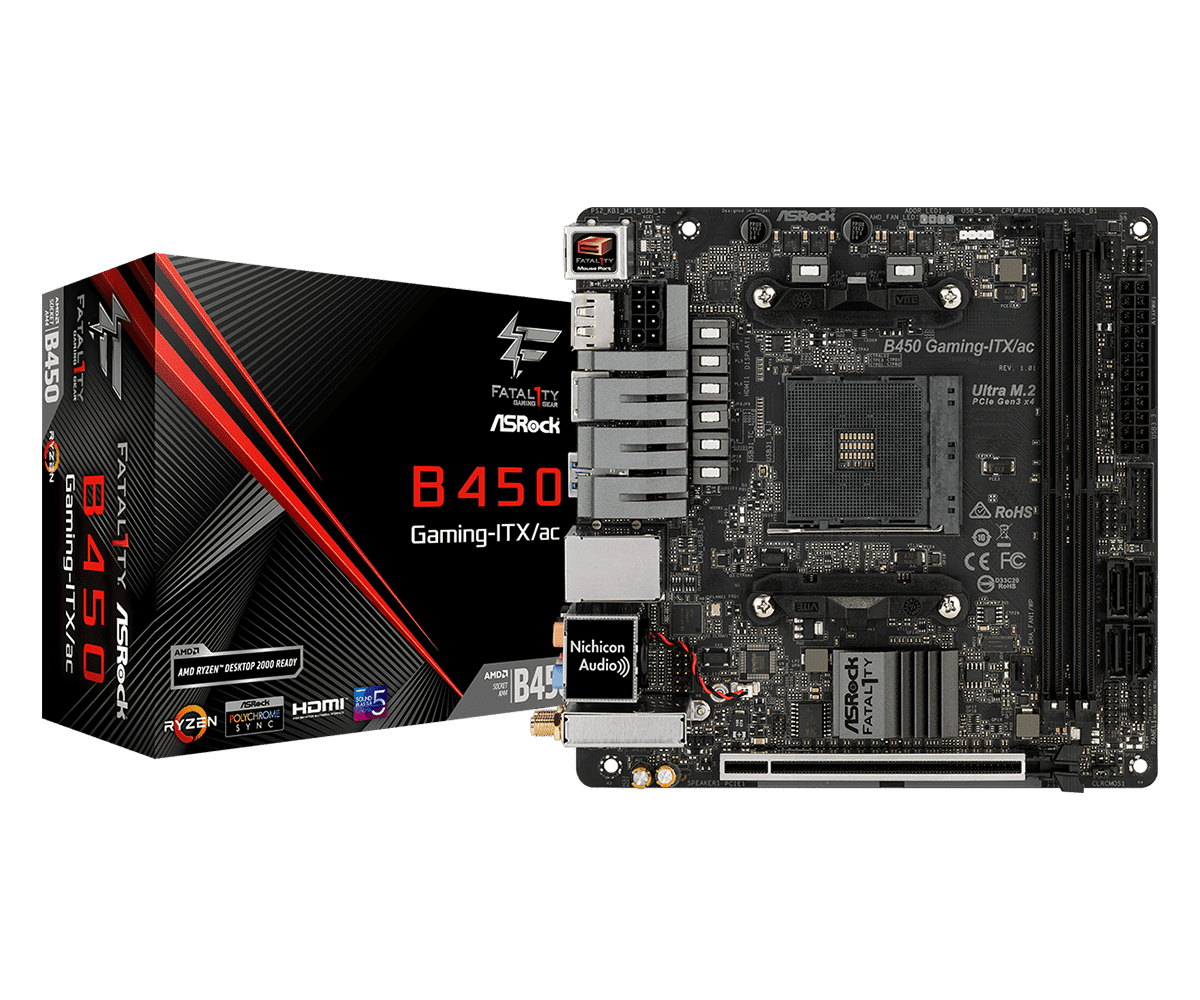 ASRock Fatal1ty B450 GAMING-ITX/AC AM4 AMD B450 SATA 6Gb/s