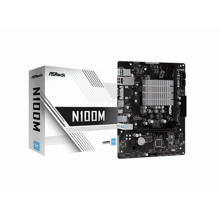 ASRock N100M Micro ATX (280) Motherboards - Intel, 1 DDR4 DIMM, 2