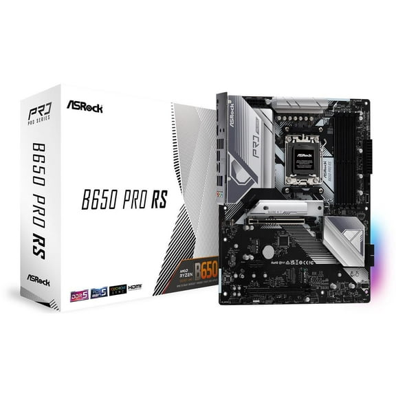 ASRock PRO B650 PRO RS AM5 ATX Mainboard , 4 slots DDR5, PCIE 4.0 x16, 3 M.2 slots, 2.5Gb Lan, 7.1 Nahimic Audio , Rear USB3.2 Gen2X2 Type_C , 14+2+1 Power Phase, bios flash back.