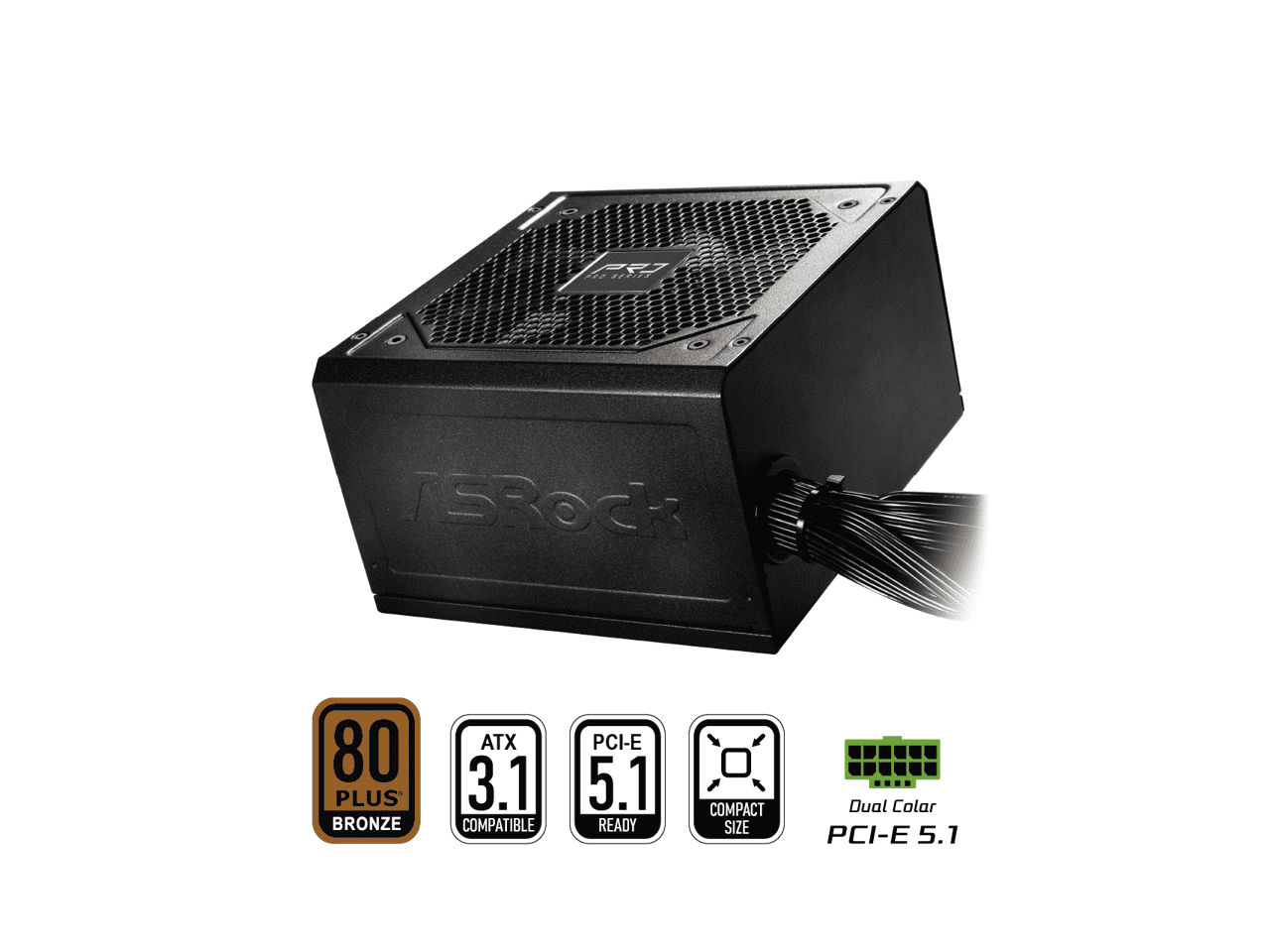 ASRock PRO Series PRO-750B 750 W ATX 3.1 Compatible 80 PLUS BRONZE Certified Power Supply