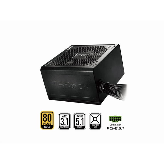 ASRock PRO Series PRO-750G 750 W ATX 3.1 Compatible 80 PLUS GOLD Certified Power Supply