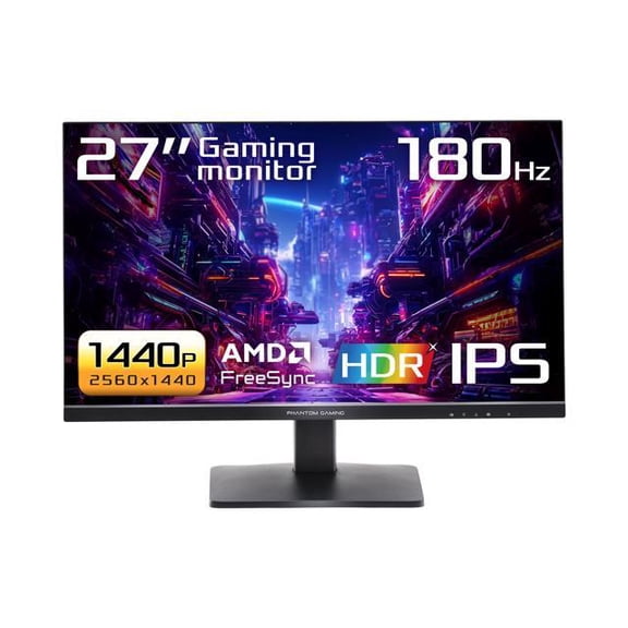 ASRock Phantom Gaming 27 inch QHD 2K 1440P 180Hz IPS with AMD FreeSync (AMD Adaptive Sync) HDR400 Gaming Computer Monitor PG27QFT1B