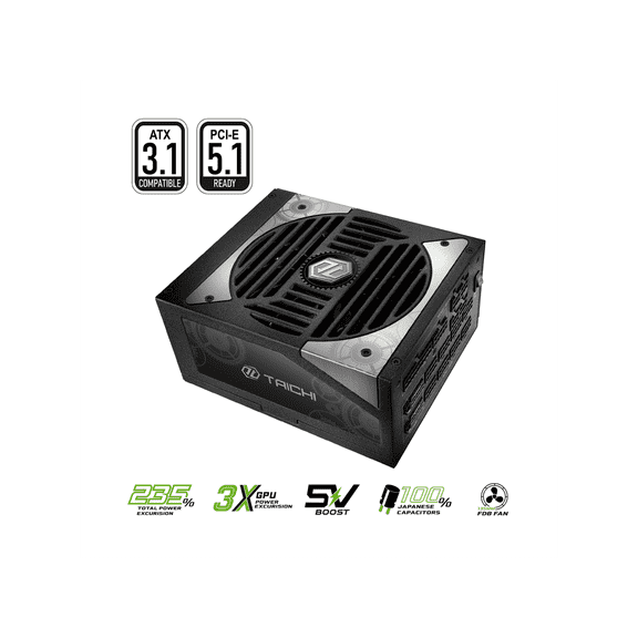 ASRock TC-1300T 1300 W ATX3.1 & PCIe5.1 80 PLUS TITANIUM Certified Full Modular Power Supply