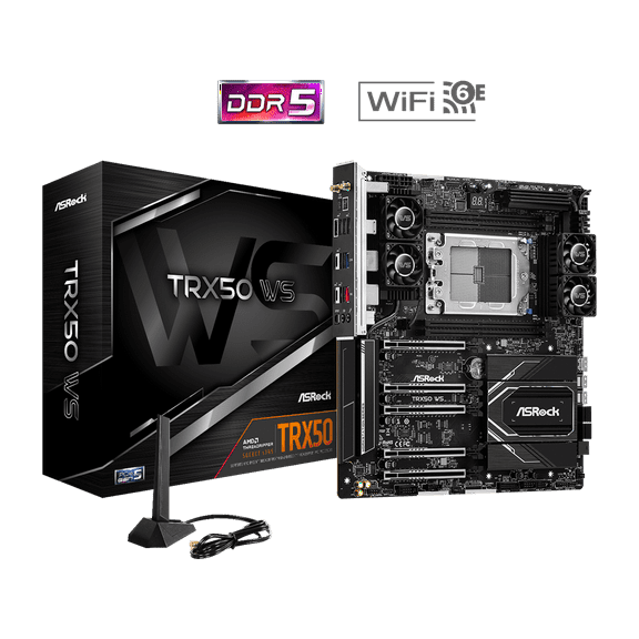 ASRock TRX50 WS sTR5 AMD TRX50 EATX Form Factor: 12.0-in x 10.9-in, 30.5 cm x 27.7cm - 12 Layer PCB - 2oz Copper PCB (22) Motherboards - AMD