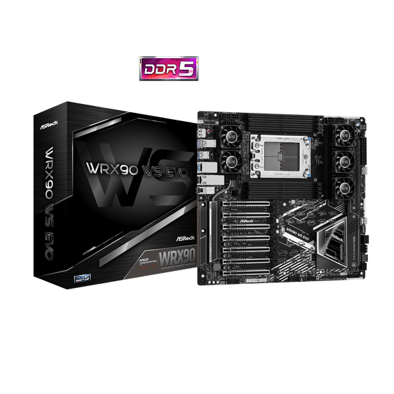 ASRock WRX90 WS EVO SATA 6Gb/s DDR5 AMD Ryzen Threadripper PRO 7 x PCIe 5.0 x16 Slots 2 x 10 Gigabit LAN Motherboards - AMD