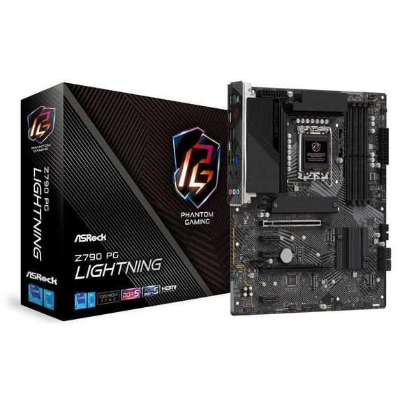 ASRock Z790 PG Lightning Intel LGA1700 (14th,13th,12th Gen) ATX Motherboard, 4 slots DDR5, PCIE 5.0 x16, Quad Hyper M.2 slots, 2.5Gb Lan, 7.1 Nahimic Audio, Front USB3.2 Gen2X2 Type_C, 14+1+1 Power P