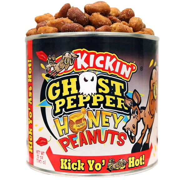 ASS KICKIN Ghost Pepper Spicy Hot Peanuts 12oz - Ultimate Spicy Gourmet Gift Peanuts - Try if you dare!