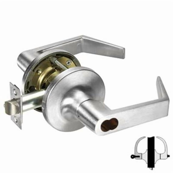 ASSA Abloy Accentra BAU5407LN626 Entry Augusta Lever Grade 1 Cylindrical Lock with Small Format Interchangeable Core Prep, Satin Chrome