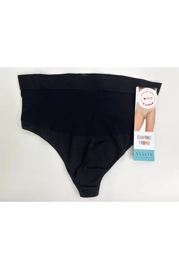 ASSETS by SPANX SPANXsmooth Women's All Around Smoothers Medium Control Thong - (Black, 1X)