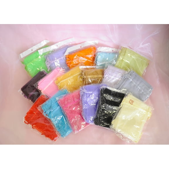 ASSORTMENT OF 120 PIECES 3"X4" ORGANZA CANDY WEDDING FAVOR POUCHES