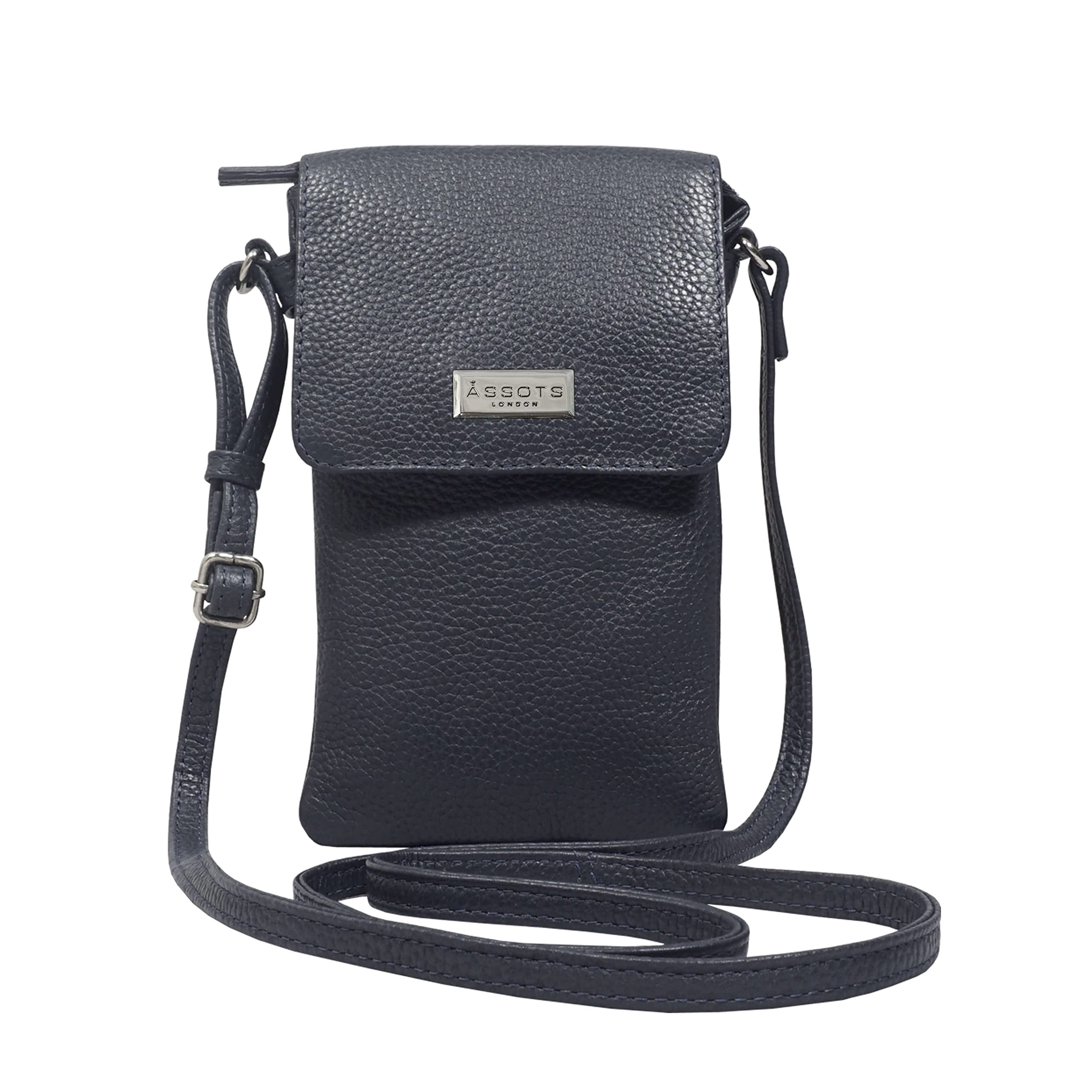 ASSOTS Leather Phone Crossbody Purse Women Small Crossbody Bag Flap over with Zip Closure Wallet Fits Iphone 13 Pro Max Navy Pebble Grain 9635a6be 73a1 4e60 b7bf fccb99da8673.a002e4f8860a473161e5b30da764d532