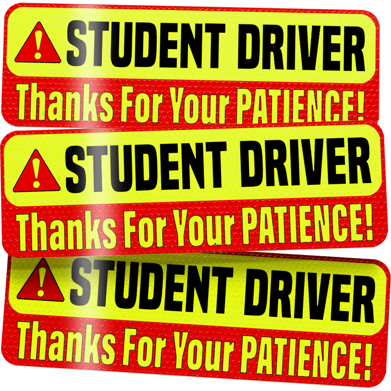 ASSURED SIGNS Student Driver Car Magnet Sticker for New Drivers, , 12 X 4,  Yellow & Red, 3 Pack 