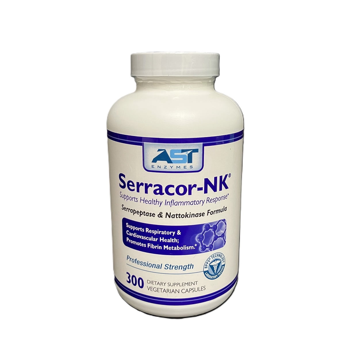 AST Enzymes Serracor NK Circulatory Respiratory Support Contains Acid Resistant Serrapeptase and Nattokinase 300 Vegetarian Capsules