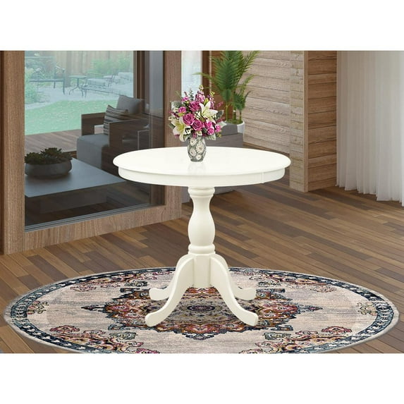 AST-LWH-TP - Dining Table - Linen White Top and Linen White Pedestal Leg Finish