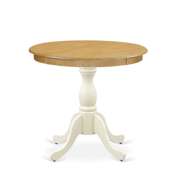 AST-OLW-TP - Dining Table - Oak Table Top and Linen White Pedestal Leg Finish