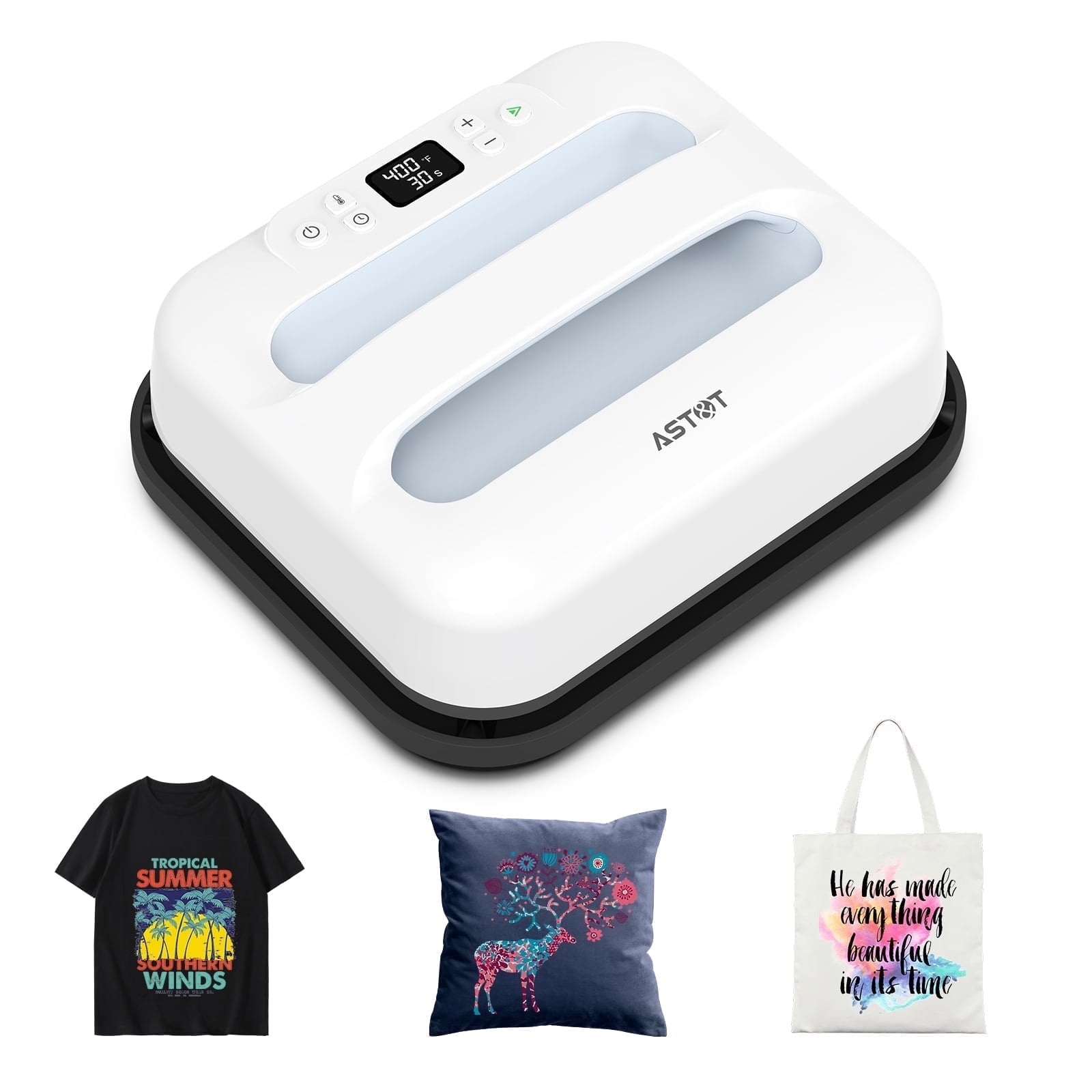 AST&T Heat Press Machine 12"x10" White, Portable Digital Easy Press, Ideal for HTV Vinyl, Sublimation and DIY T-Shirt Projects