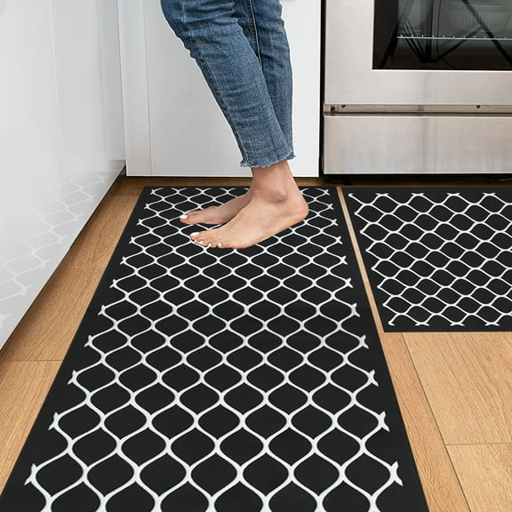 ASTARIN 2PCS Comfort Kitchen Runner Rug Set, Anti Fatigue Kitchen Mat, Farmhouse Kitchen Rugs, Rugs For Kitchen Floor, Standing Mat for Sink, Kitchen Rugs Non Slip Washable