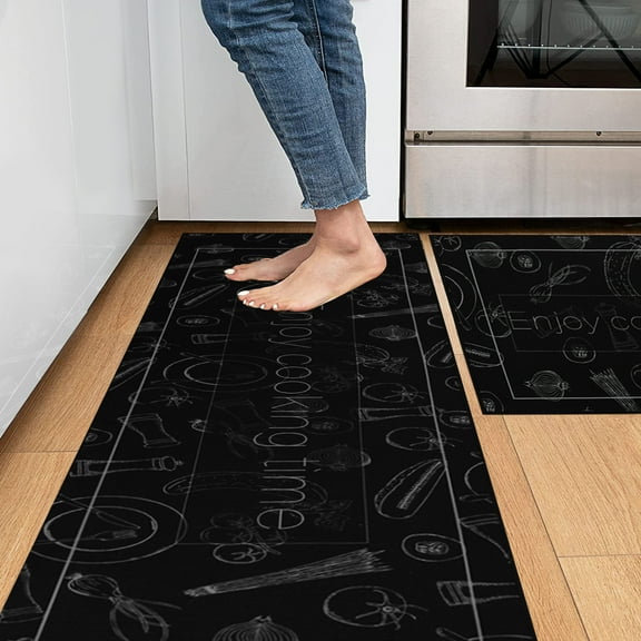 ASTARIN 2PCS Comfort Kitchen Runner Rug Set, Anti Fatigue Kitchen Mat, Farmhouse Kitchen Rugs, Rugs For Kitchen Floor, Standing Mat for Sink, Kitchen Rugs Non Slip Washable