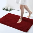 thumbnail image 1 of ASTARIN Extra Thick Striped Chenille Bath Rugs, Soft Chenille Bathroom Mats, Non Slip Absorbent Machine Washable Rugs for Shower Floor, Tub and Shower, Luxury Shaggy Bath Rugs (16"x24", Burgundy), 1 of 9